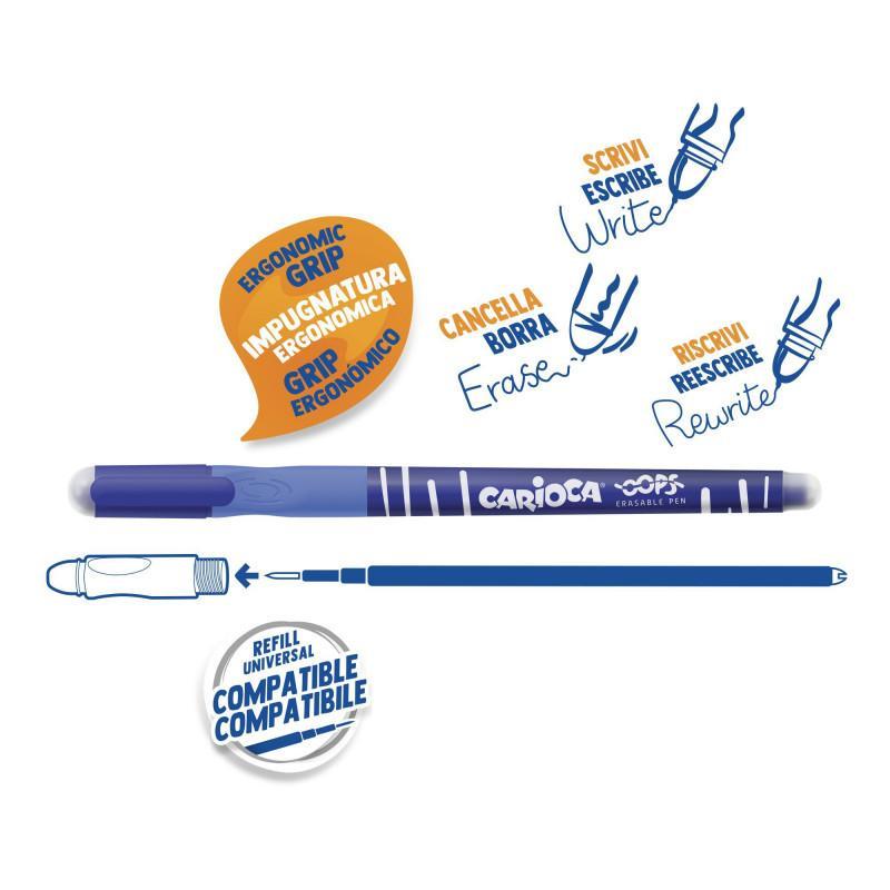 Penna cancellabile Carioca oops blu 0.7mm