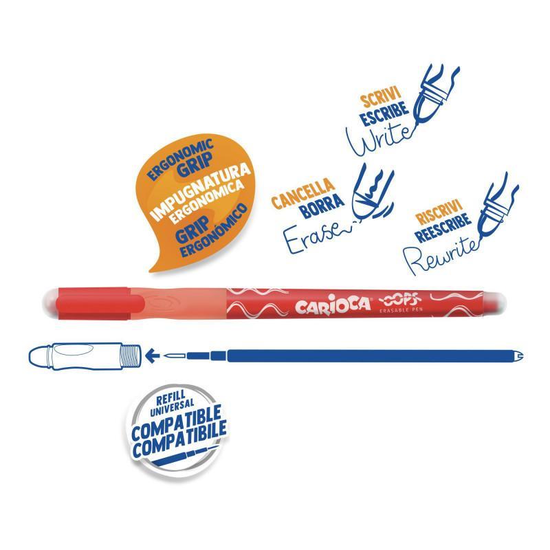 Penna cancellabile Carioca oops rosso 0.7mm