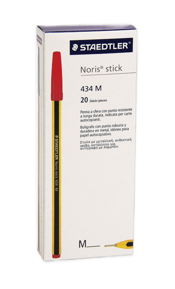 Penna sfera Staedtler Noris Stick 434 M Rosso confezione da 20