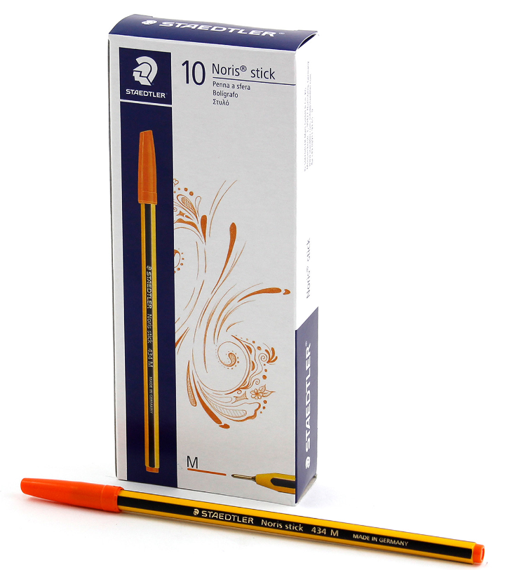 Penna sfera Staedtler Noris Stick 434 M arancione confezione da 10