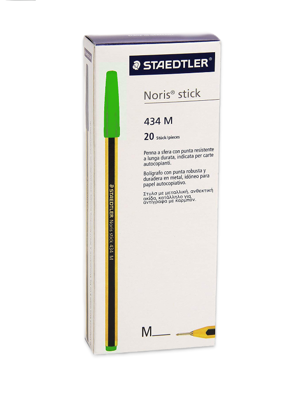 Penna sfera Staedtler Noris Stick 434 M Verde confezione da 20