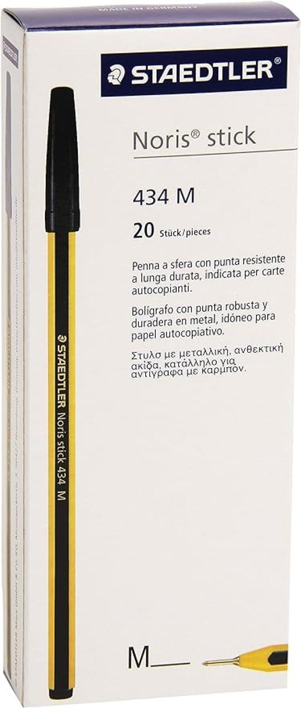 Penna sfera Staedtler Noris Stick 434 M Nero confezione da 20