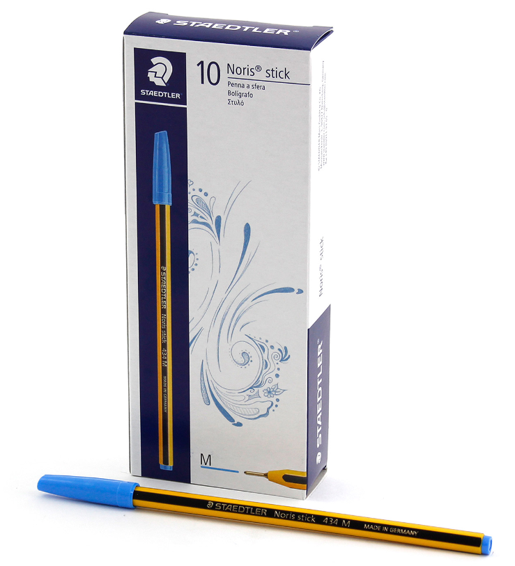 Penna sfera Staedtler noris stick 434 M azzurro confezione da 10