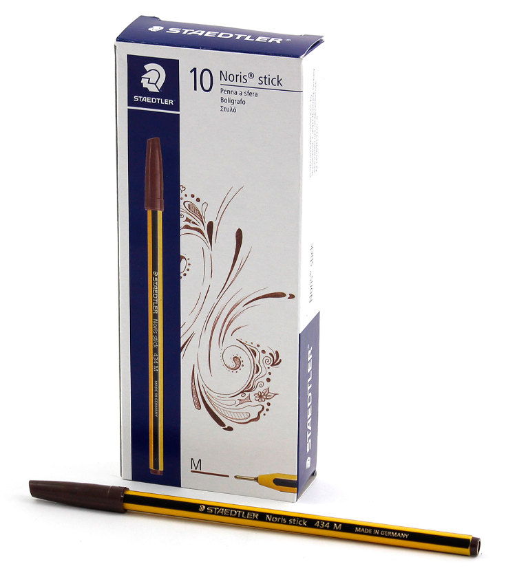 Penna a sfera Staedtler noris stick 434 M marrone confezione da 10