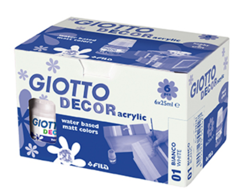 Tempera Giotto decor acrylic bianco 25ml confezione da 6
