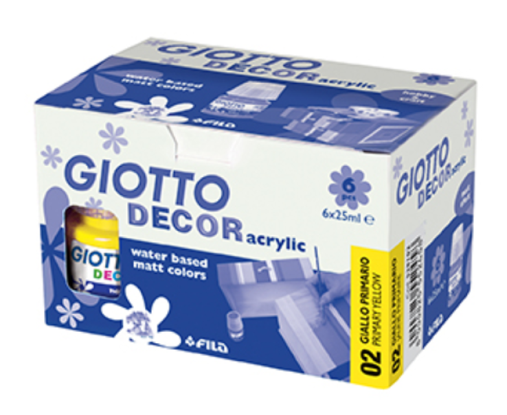 Tempera Giotto decor acrylic giallo primario 25ml confezione da 6