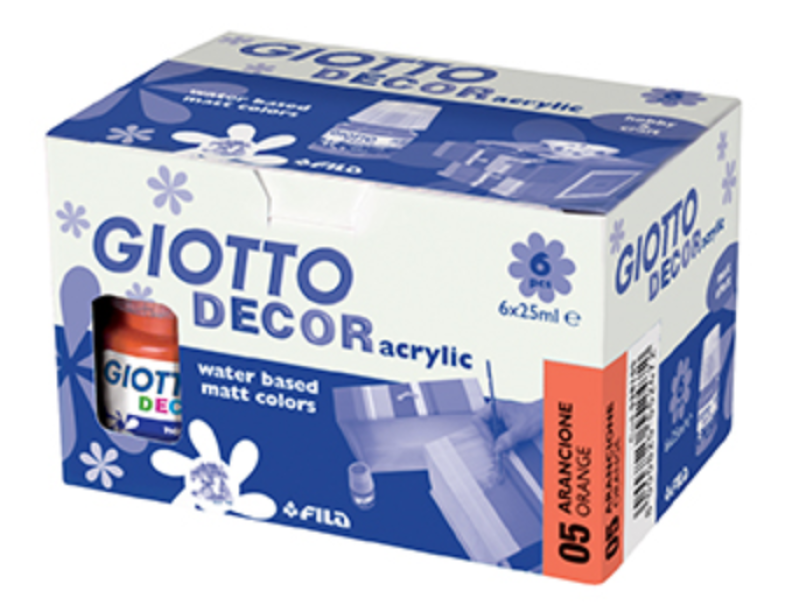 Tempera Giotto decor acrylic arancione 25ml confezione da 6