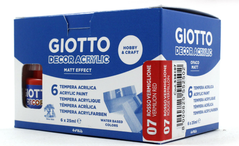 Tempera Giotto decor acrylic rosso vermiglione 25ml confezione da 6