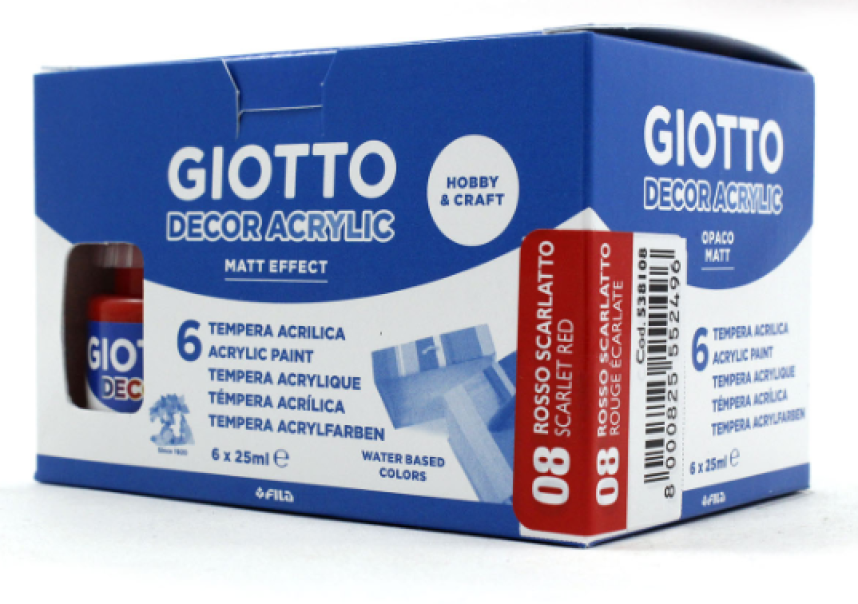 Tempera Giotto decor acrylic rosso scarlatto 25ml confezione da 6