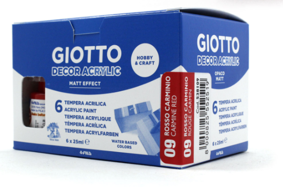 Tempera Giotto decor acrylic rosso 25ml confezione da 6