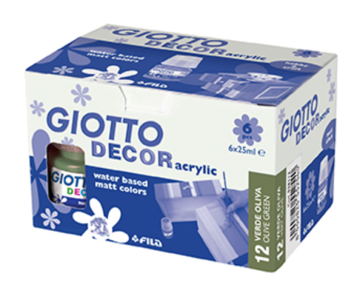 Tempera Giotto decor acrylic verde oliva 25ml confezione da 6