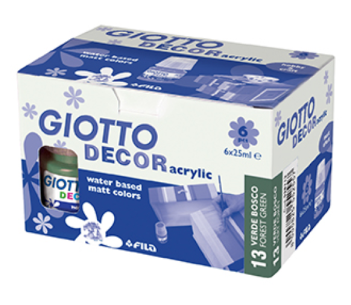 Tempera Giotto decor acrylic verde bosco 25ml confezione da 6