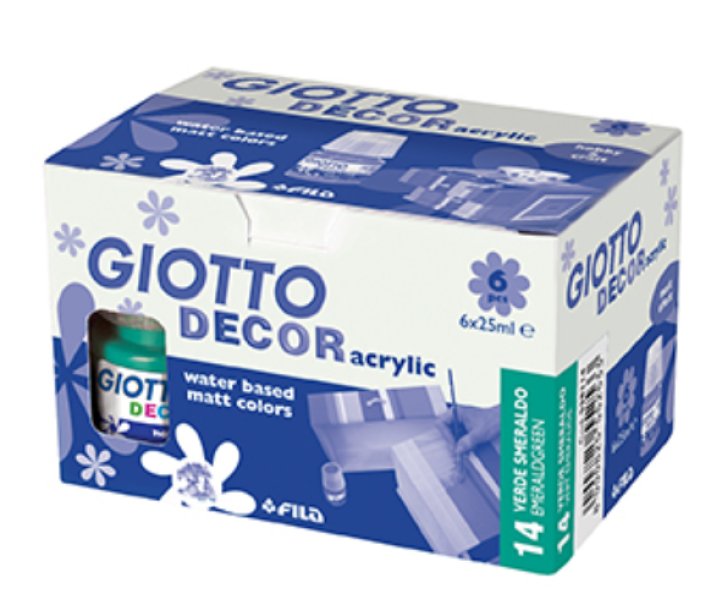 Tempera Giotto decor acrylic verde smeraldo 25ml confezione da 6