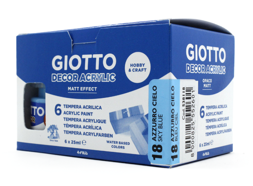 Tempera Giotto decor acrylic azzurro 25ml confezione da 6