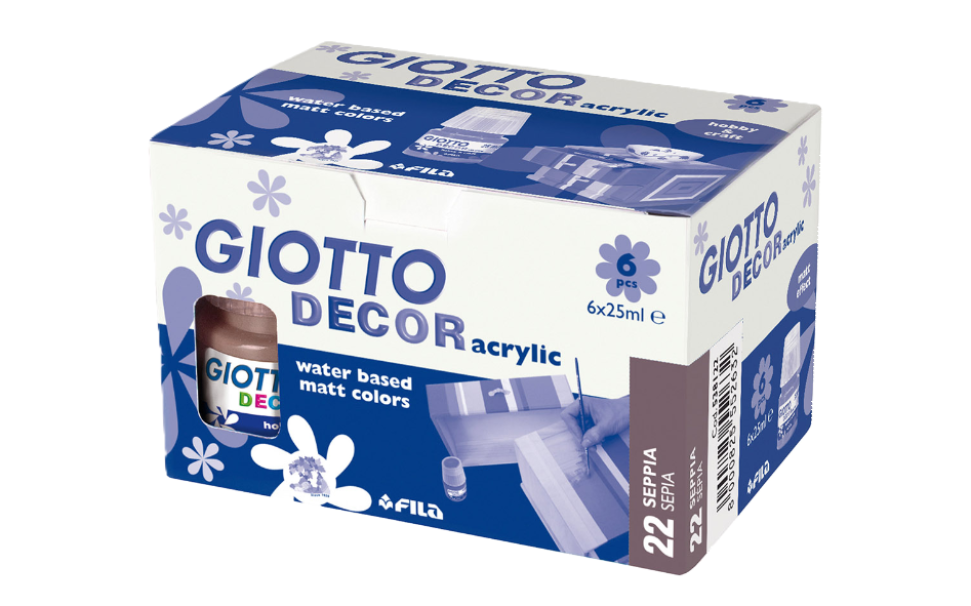 Tempera Giotto decor acrylic seppia 25ml confezione da 6