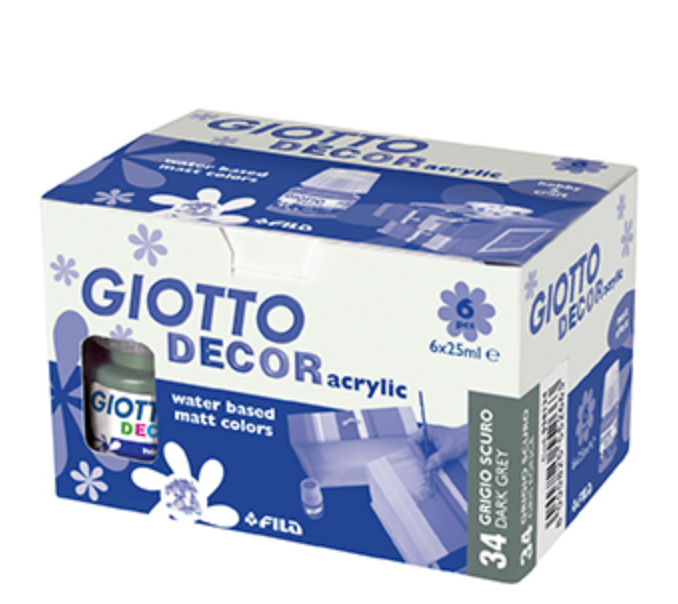 Tempera Giotto decor acrylic grigio 25ml confezione da 6