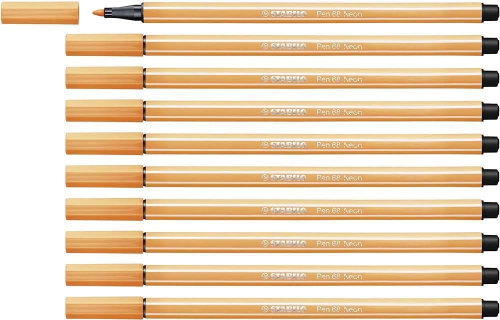 Pennarelli Stabilo pen 68 M arancione fluo confezione da 10