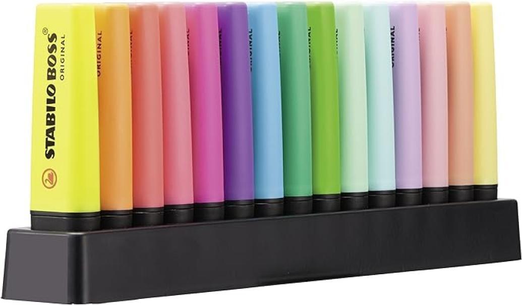 Evidenziatore Stabilo boss desk Set 15 colori 9 neon 6 pastello