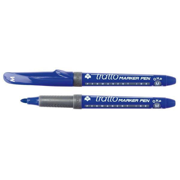 Marcatore Tratto marker pen ohp M blu confezione da 8