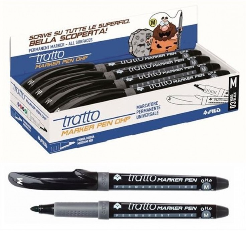 Marcatore Tratto marker pen ohp M nero confezione da 8
