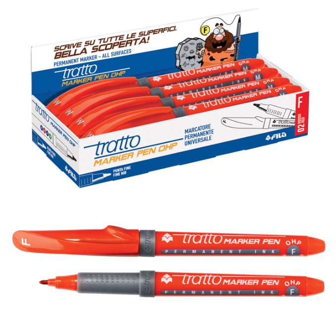 Marcatore Tratto marker pen ohp F rosso confezione da 8