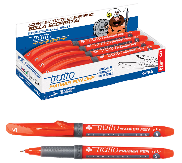 Marcatore Tratto marker pen ohp S rosso confezione da 8