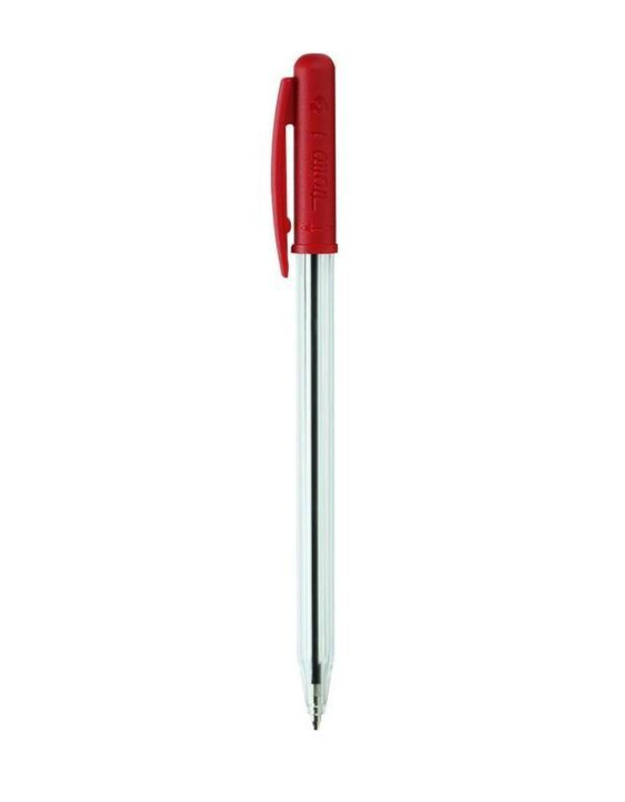 Penna a sfera Tratto 1uno Rosso trasparente punta media 1mm confezione da 50