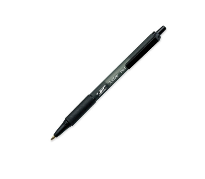 Penna sfera a scatto Bic Soft Feel Grip 1,0mm Nero confezione da 12