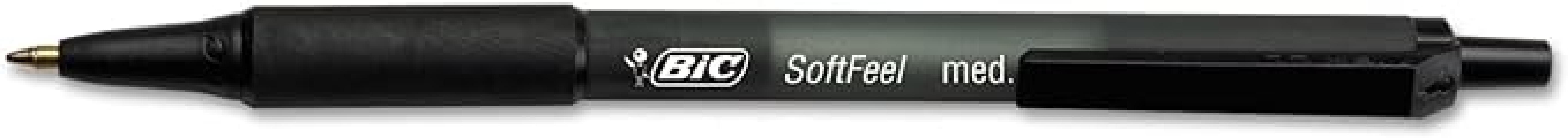 Penna sfera a scatto Bic Soft Feel Grip 1,0mm Nero confezione da 12