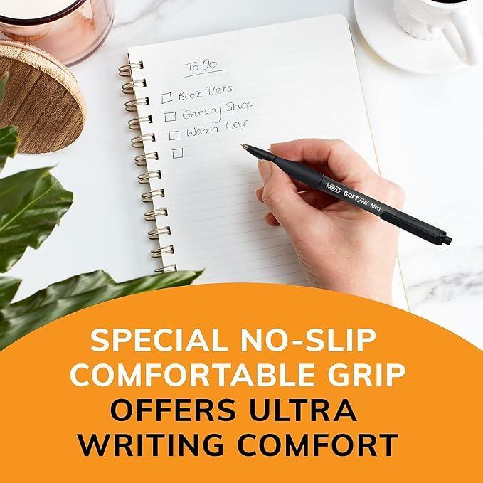Penna sfera a scatto Bic Soft Feel Grip 1,0mm Nero confezione da 12