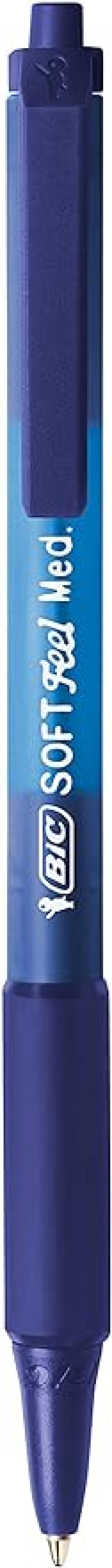 Penna sfera a scatto Bic Soft Feel Grip 1,0mm Blu confezione da 12