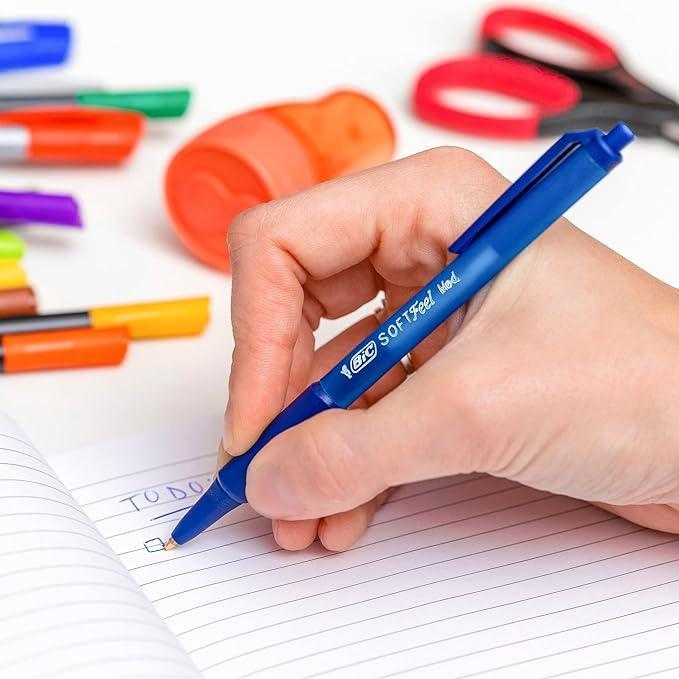 Penna sfera a scatto Bic Soft Feel Grip 1,0mm Blu confezione da 12