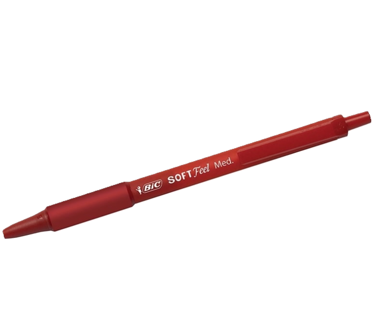 Penna sfera a scatto Bic Soft Feel Grip 1,0mm Rosso confezione da 12
