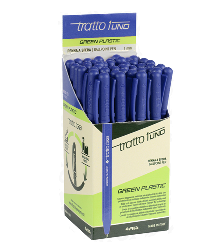 Penna a sfera Tratto 1uno Blu punta media 1mm confezione da 50