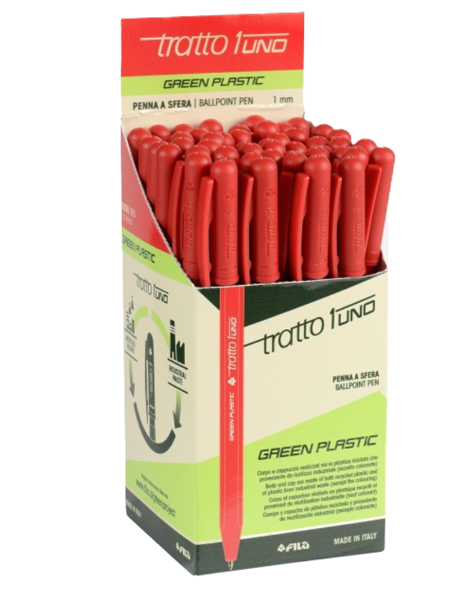 Penna a sfera Tratto 1uno Rosso punta media 1mm confezione da 50