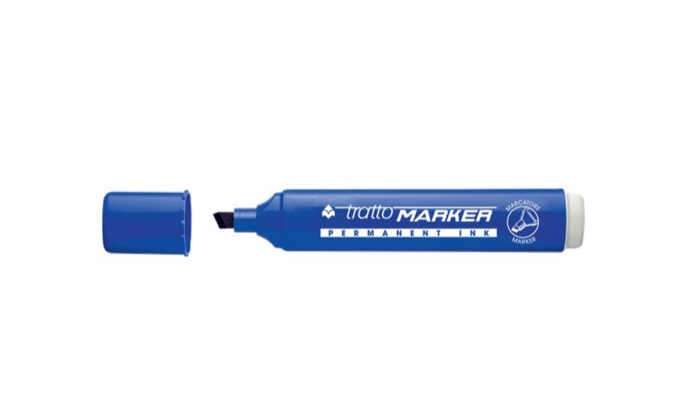 Marcatore Tratto marker blu p.scalpello confezione da 12