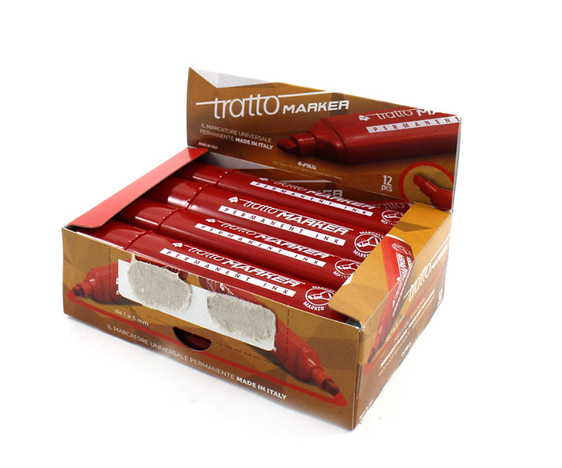 Marcatore Tratto marker rosso p.scalpello confezione da 12