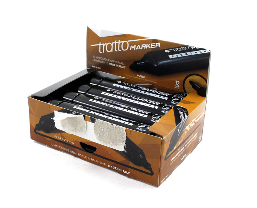 Marcatore Tratto marker nero p.scalpello confezione da 12