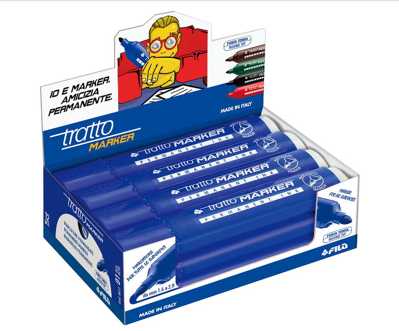 Marcatore Tratto marker blu p.tonda confezione da 12