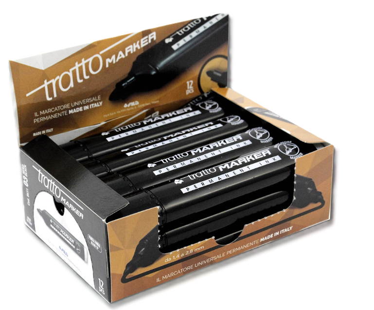 Marcatore Tratto marker nero p.tonda confezione da 12