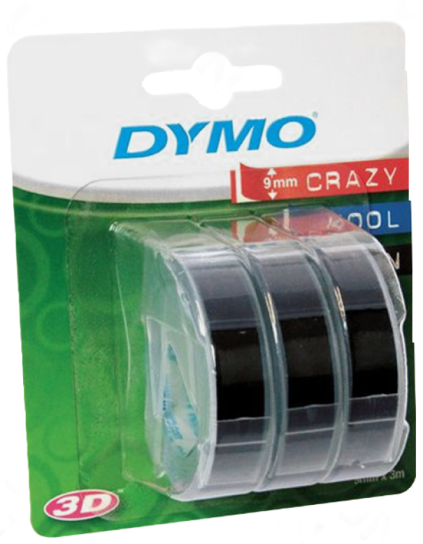Nastro etichettatrice in vinile Dymo nero blister da 3
