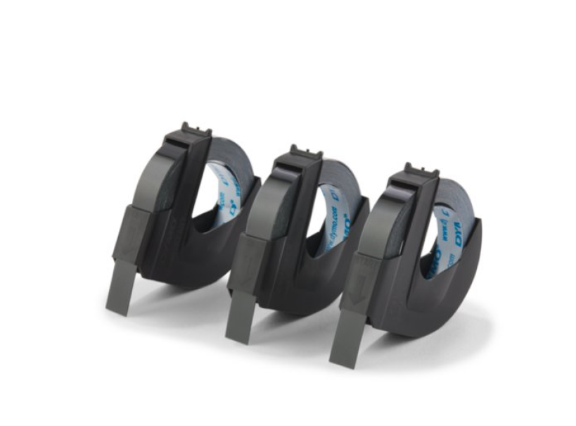 Nastro etichettatrice in vinile Dymo nero blister da 3