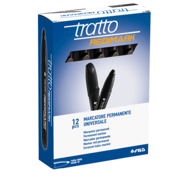 Marcatore Tratto redimark nero p. tonda confezione da 12