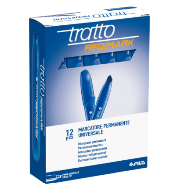Marcatore Tratto redimark blu p. scalpello confezione da 12
