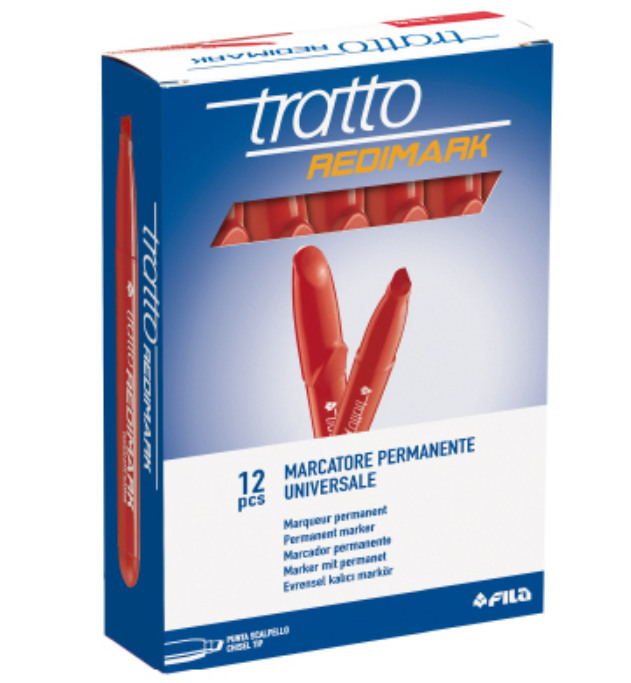 Marcatore Tratto redimark rosso p. scalpello confezione da 12