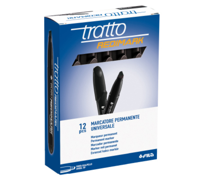 Marcatore Tratto redimark nero p. scalpello confezione da 12