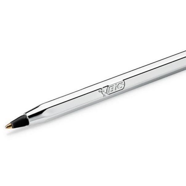 Penna a sfera Bic Cristal Shine Silver 1mm Nero confezione da 20