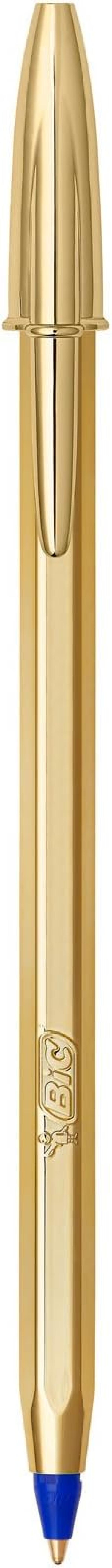 Penna a sfera Bic Cristal Shine Gold 1mm Blu confezione da 20