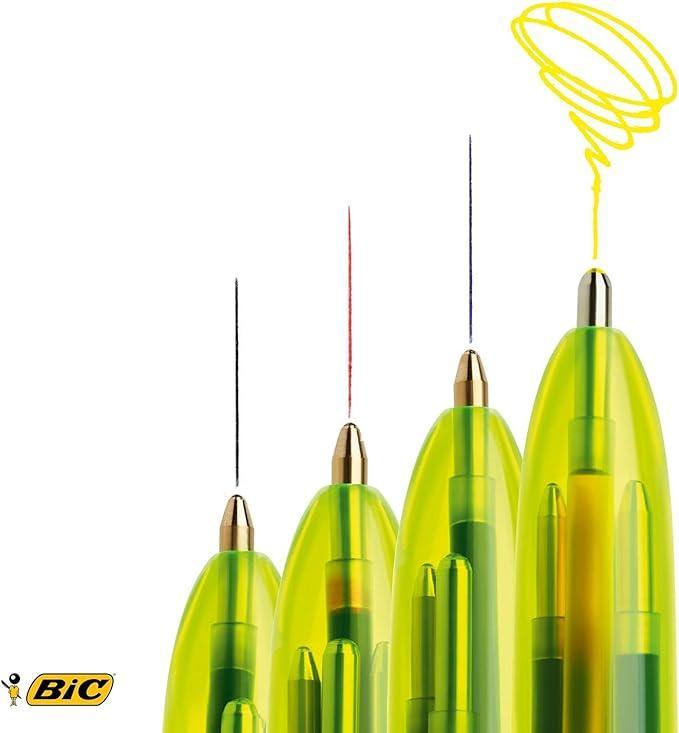 Penna a sfera Bic 4 colori Fluo 1mm confezione da 12