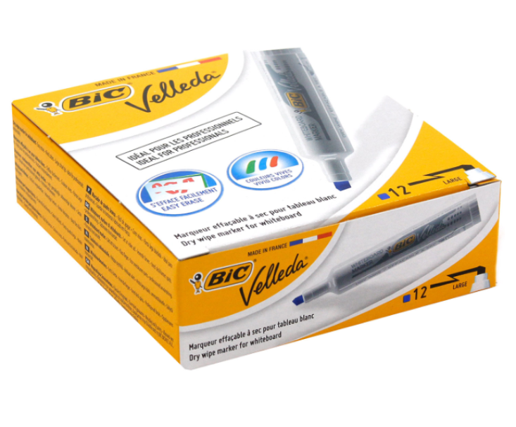 Marcatore Bic Velleda 1791 punta scalpello blu confezione da 12